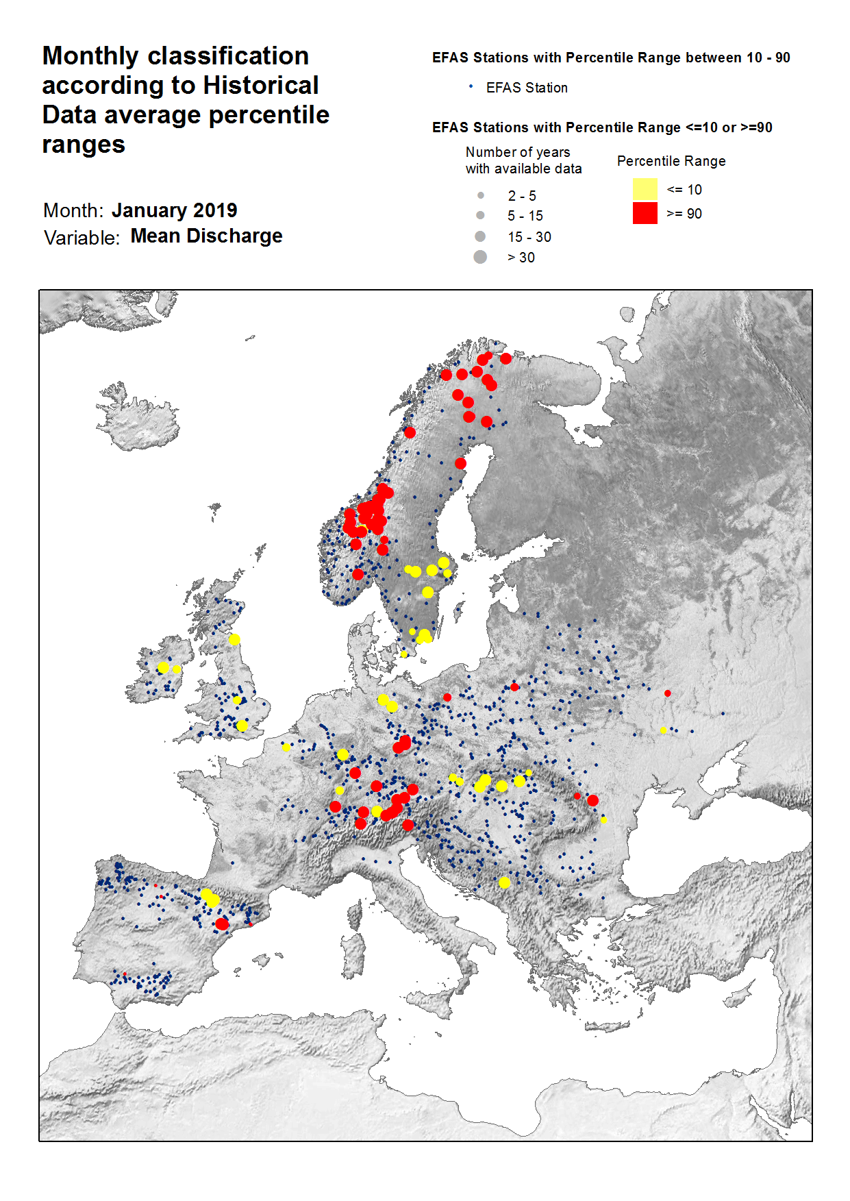 Figure 3. Monthly discharge anomalies January 2019.