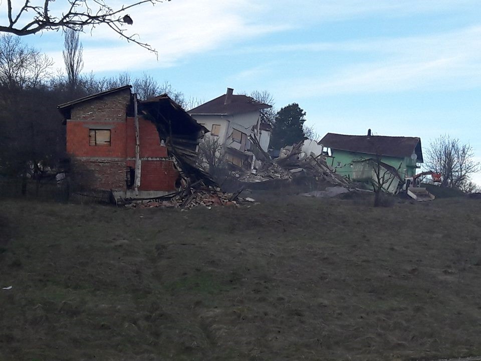 Landslide damage in Hrvatskoj Kostajnici, Sisak-Moslavina County, Croatia, 13 March 2018. Credit: National Protection and Rescue Directorate Croatia (DUZS)