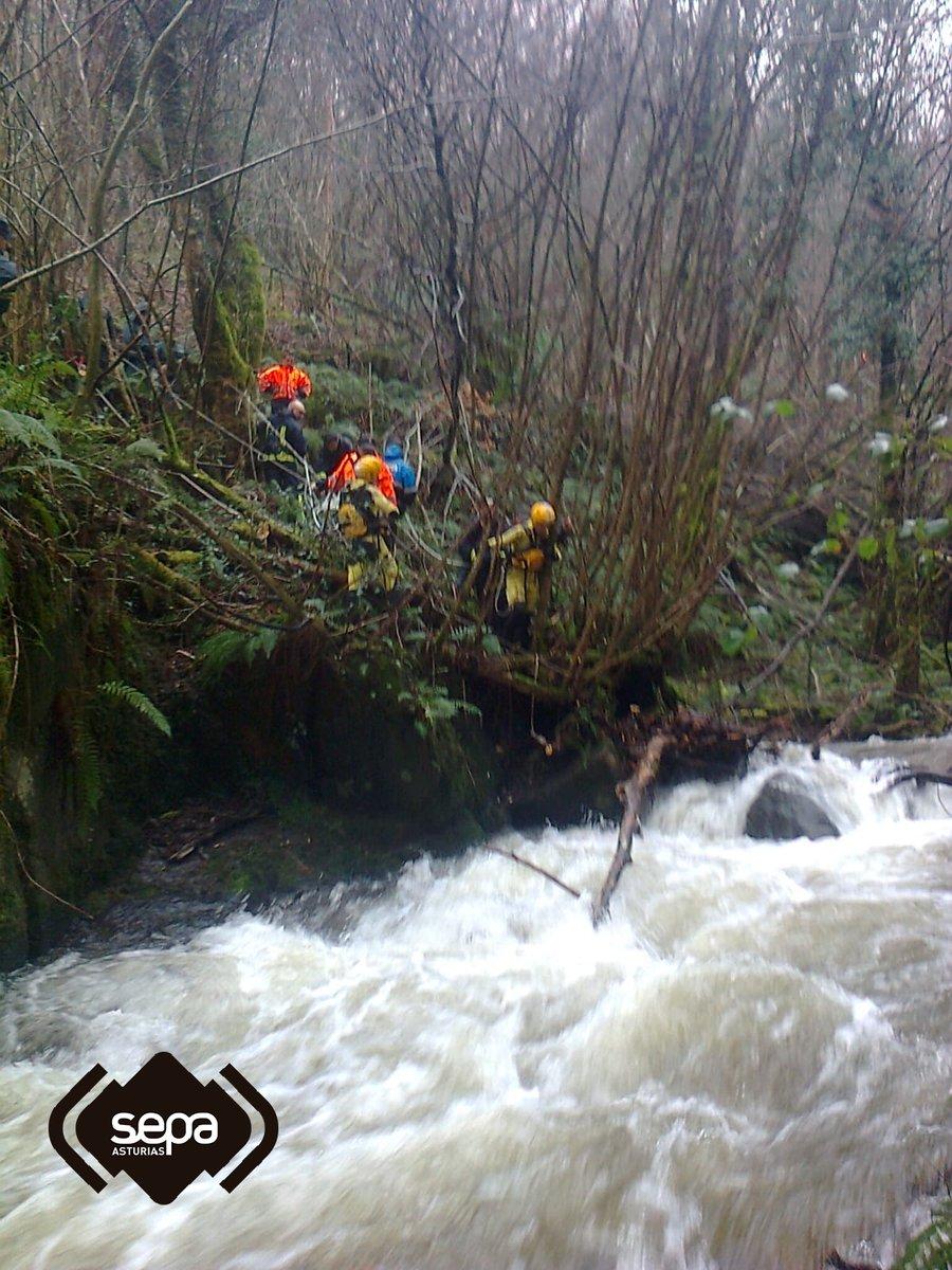 Search and rescue teams in Tineo, Asturias, Spain January 2019