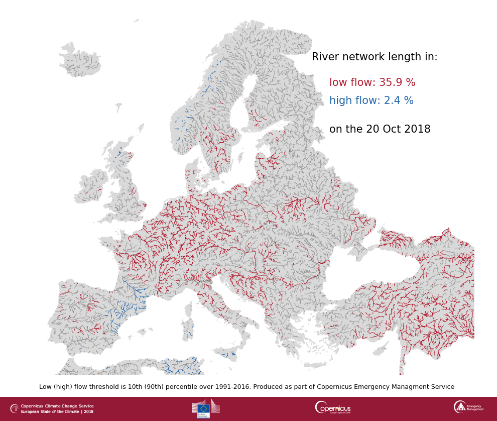 Spotlight on river discharge (European State of the Climate 2018)