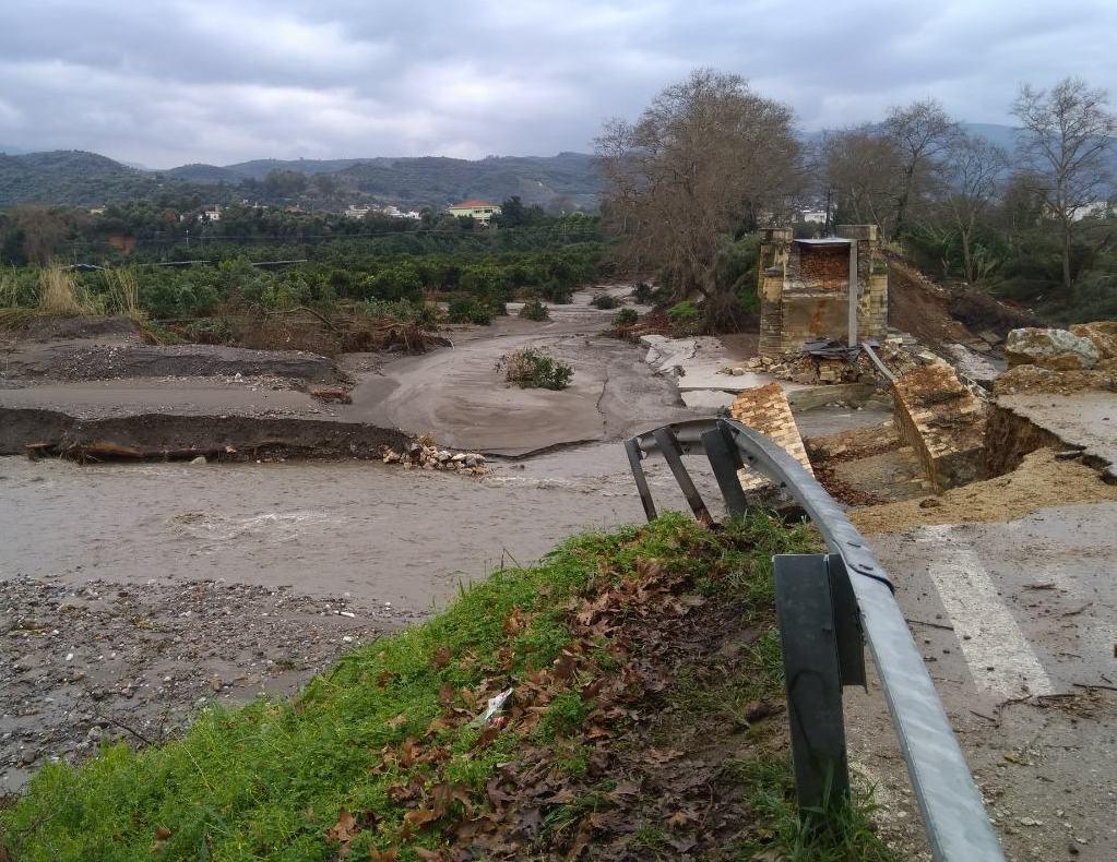 Flooding in Chania, Crete, late February 2019. Credit: Civil Protection Greece