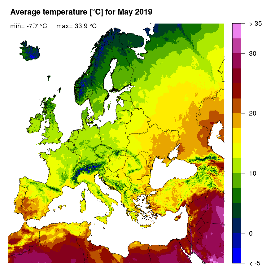 Mean temperature [°C] for May 2019.