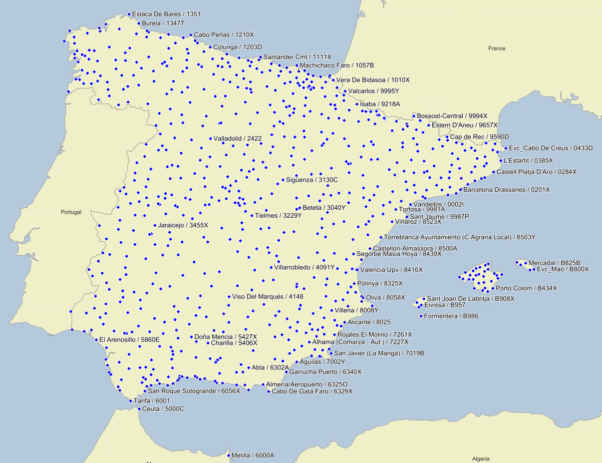 AEMET stations in Spain
