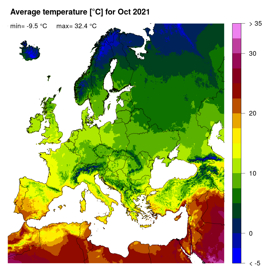 Figure 3. Mean temperature [°C] for October 2021.